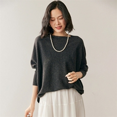2025年秋季纯色圆领长袖针织衫时尚百搭，女装针织衫/毛衣，鸥蕊娅羊绒