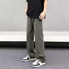 新款美式复古直筒休闲工装裤男款宽松阔腿长裤子X215-P47，男装工装外套，星座208-5