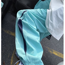 薄荷曼波风湖蓝色裤子夏季宽松阔腿hiphop街舞速干美式降落伞兵裤，男装休闲裤，星座506A