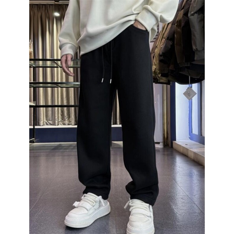 KZ15-P55加绒厚款直筒卫裤男秋冬款2025新款重磅软弹针织青少年,男装休闲裤,星座215-1