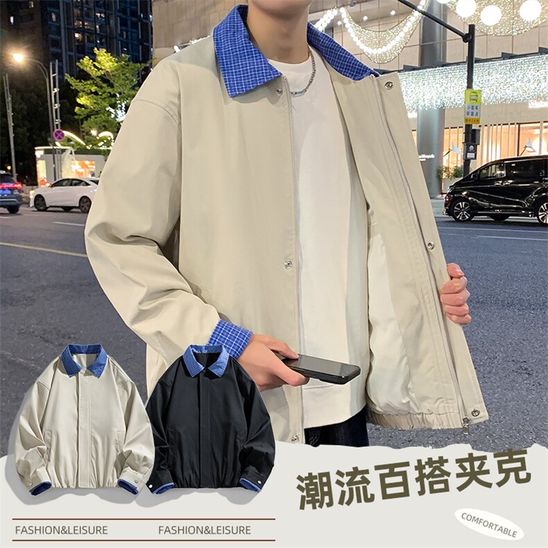 美式格子拼接cleanfit外套男设计感小众高级夹克JK265-P70,男装夹克,星座308B-2