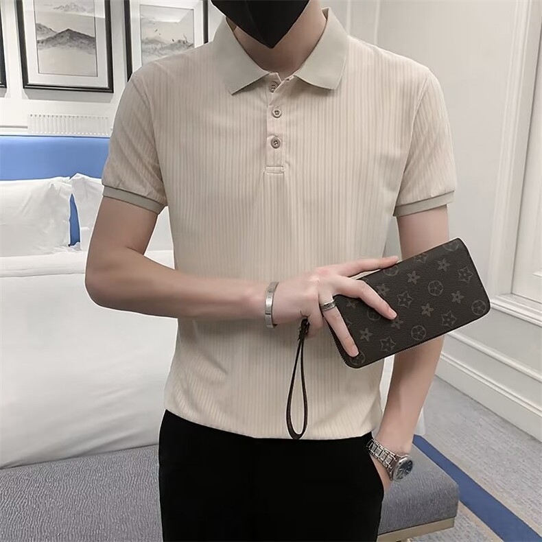 短袖polo衫男潮牌潮流纯色针织翻领t恤男装保罗半袖衣服T539,男装T恤,星座1116A-2（原606A-1）