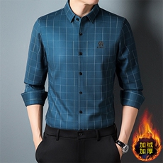 H7006钱塘2020-3时尚休闲百搭简约格子中年男士秋季厚款衬衣P85，男装衬衫，钱塘207-3