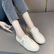 真皮小白鞋女2023新款浅口一脚蹬女式休闲单鞋网红学生韩版女鞋子，女鞋休闲鞋，电商A223