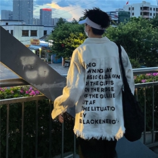 JK8944-P58水洗做旧牛仔外套男款春秋季美式高街vibe风，男装工装外套，电商B323A