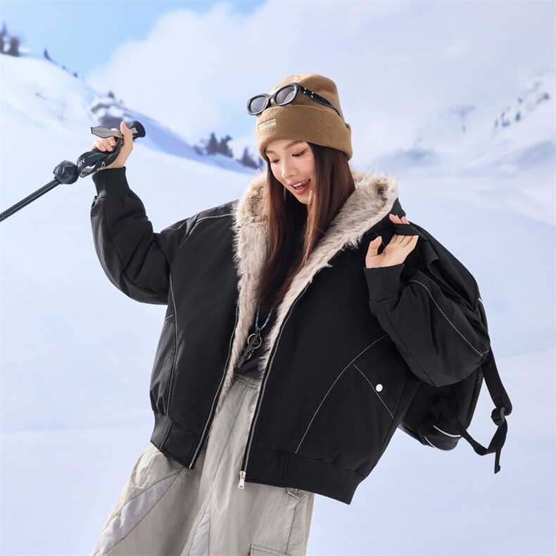 座山雕羽绒服男女款冬季加厚保暖明辑线短外套 XZ309 Y95751 P198图片