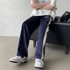 新款高街垂坠感字母休闲裤情侣直筒宽松ins丽丝绒阔腿裤男K258P35，男装休闲裤，星座1116-2