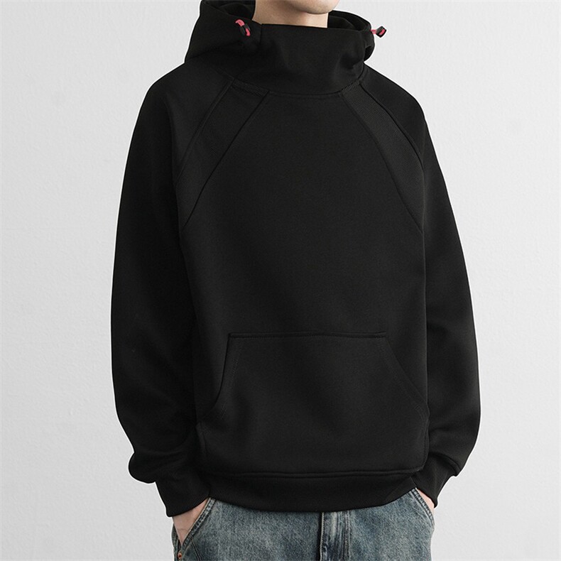 抖音得物高品质二开美式高街重磅辑明线防风高领连帽卫衣外套W82，男装卫衣，电商A486-1