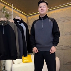 春秋季坑条肌理感半拉链立领卫衣男士简约百搭修身内搭休闲打底衫，男装卫衣，星座506A