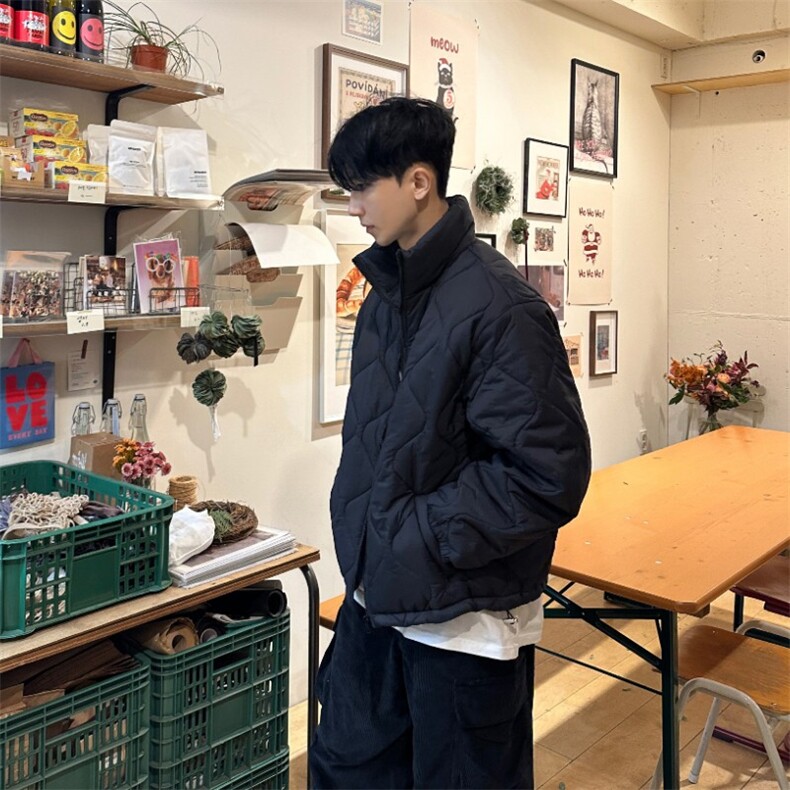 816B-WT055-P110韩简约菱形格轻便棉服棉衣,男装棉衣,星座816B