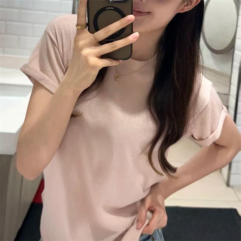 短袖t恤女2025新款夏季薄款宽松显瘦打底上衣小衫,女装T恤,淘淘羊羊绒