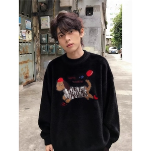圆领毛衣针织衫男潮牌帅气秋冬季打底衫2025新款男士气质修身上衣图片