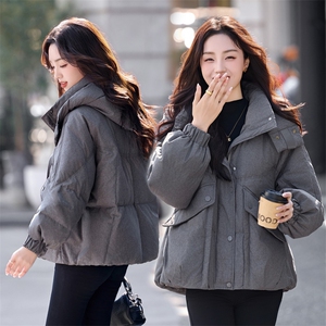 时尚休闲连帽短款羽绒服女2025冬季新款小个子加厚保暖白鸭绒外套图片