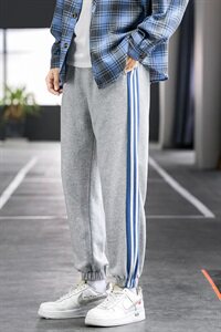 2021春秋季新款宽松休闲裤男韩版九分裤条纹裤子小脚裤DS881T图片
