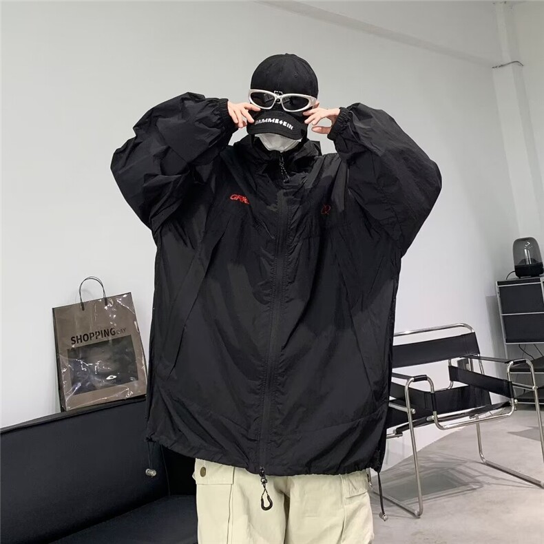 皱真抽绳防晒休闲外套夏天防晒上衣休闲宽松W9310,男装防晒衣,星座1116A-1（原606A）