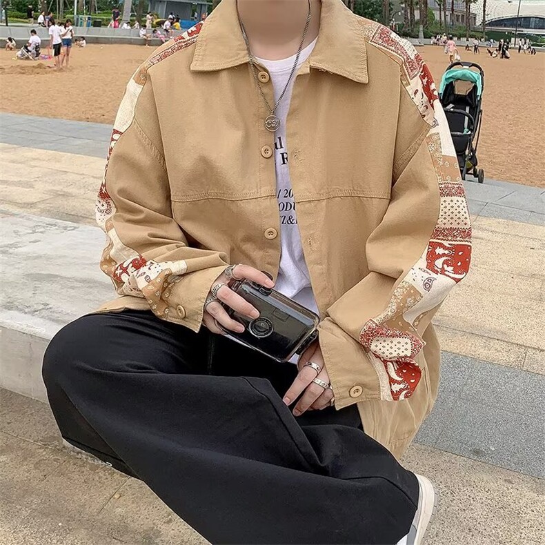 春季新款美式男外套腰果花拼接夹克WT09P60,男装夹克,星座1116-2