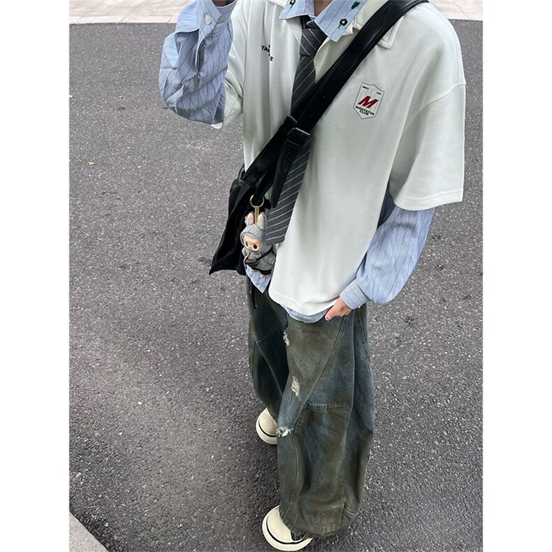 抖音得物供货 现货网眼透气翻领T恤美式宽松潮牌短袖POLO衫 APL12图片