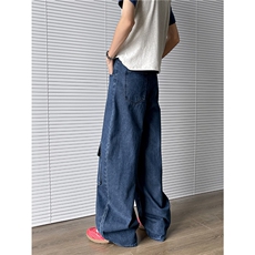 潮牌弯刀牛仔裤男女2026春夏季新款宽松美式街头拖阔腿裤N660-P53，男装牛仔裤，星座308B-1