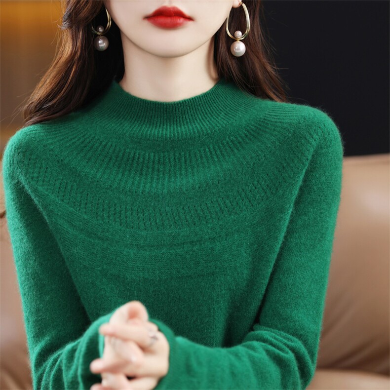长袖2024年秋季简约新款百搭潮流显瘦羊毛针织衫,女装羊毛衫,大美人高端店