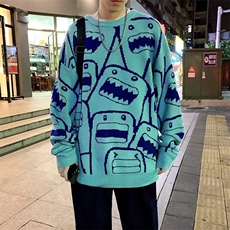 港风宽松圆领毛衣男韩版潮流学生针织衫秋冬季ins潮牌百搭上衣，男装针织衫/毛衣，星座218-1（原230）