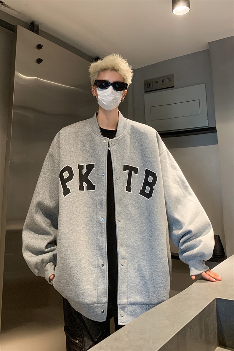 主推美式简约学院风棒球服情侣宽松夹克外套男女上衣G1095P78,男装夹克,电商A339