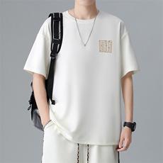 刺绣T恤男夏季男士圆领上衣短袖体恤青年宽松潮流A266-T177-P20，男装T恤，电商A266