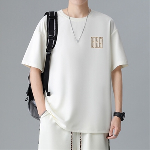 刺绣T恤男夏季男士圆领上衣短袖体恤青年宽松潮流A266-T177-P20图片