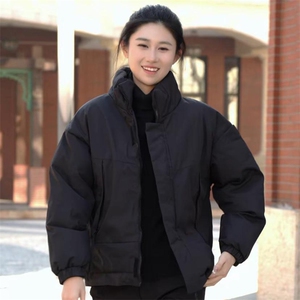 现货美式高街休闲夹克冬季立领纯色三防户外工装加厚棉服外套图片