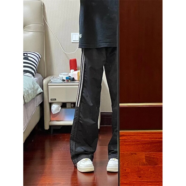 【有货】三条杠条纹织带裤子夏季直筒宽松速干运动裤K22WW-特P40,女装休闲裤,星座1007（原301D）