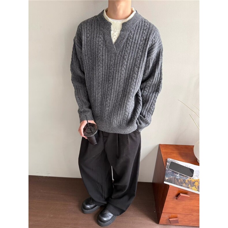 时尚百搭潮流原宿新款日系气质ins慵懒文艺长袖毛衣简约流行,男装针织衫/毛衣,星座506A