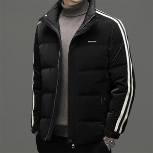 羽绒服男冬季新款中年男士立领休闲上衣2023新款加厚保暖男装外套图片