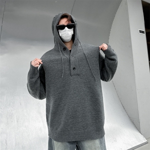 美式连帽毛衣外套男宽松秋冬外搭慵懒风休闲百搭上衣MY0663-P55图片