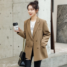 小众设计感西装外套女春秋天高级感休闲气质女神范西服潮牌双排扣，女装西装，韩蔻秀