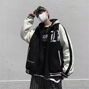 春季美式街头嘻哈连帽开衫夹克刺绣外套百搭潮牌棒球服WT245-p65图片