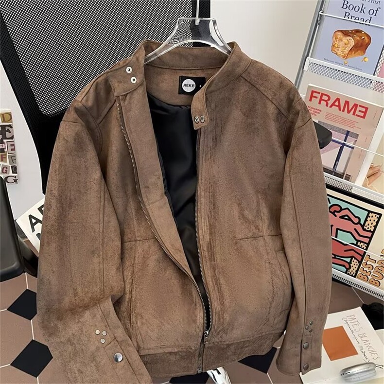 DP0765-P78立领美式复古飞行夹克外套休闲宽松百搭棒球服潮流情侣,男装夹克,电商C233