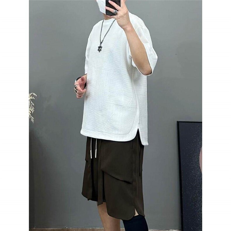 【有货】DAT05-特P32新款浮雕纹理短袖男士隐藏式插兜圆领T恤,男装T恤,星座603-2