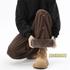 加绒加厚灯芯绒休闲裤褶皱美式工装直筒裤男5D2129-TP4588，男装工装外套，电商A102