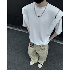 A12-特P38夏季设计感垫肩款短袖T恤男潮流时尚，男装T恤，电商B369（原A024）