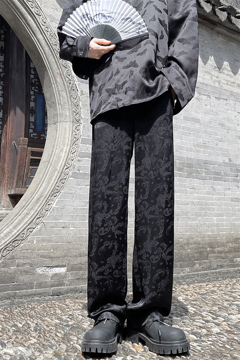 8XL-M特大码肌理感冰丝薄款休闲裤长裤男宽松百搭情侣裤K967P45,男装休闲裤,电商D206-1