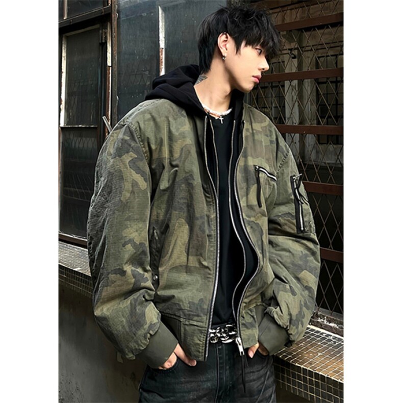 迷彩棉服男款冬季ma1飞行员夹克连帽假两件棒球服外套MG01,男装夹克,星座1116A（原606A-3）