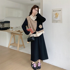 26春新款现-慵懒风假两件减龄拼接两件套2617-P175K288，女装套装/套裙，2B190