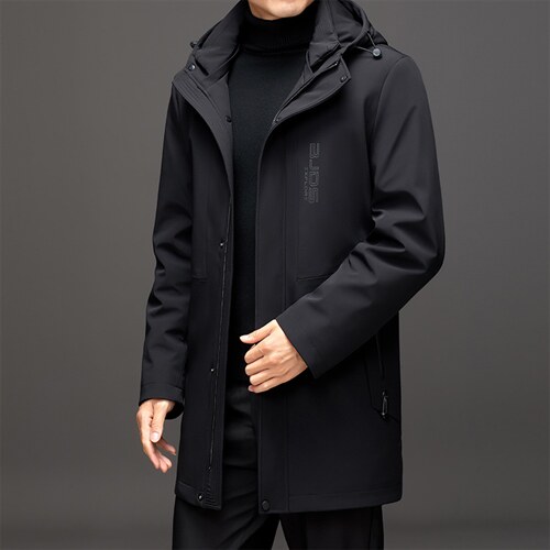 AL99022冬季男士派克服可脱卸兔毛内胆中长款风衣P560,男装皮衣,电商B360