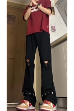 夏季ins美式高街hiphop破洞铆钉牛仔裤货号K750P60，男装牛仔裤，电商A063