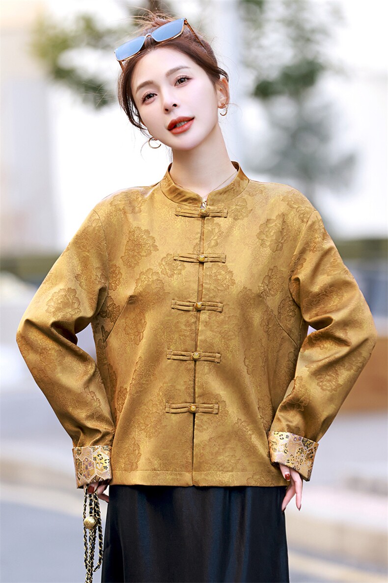 新中式开春穿搭短款外套2025新款唐装休闲气质复古盘扣中国风女装,女装短外套,雪樱依海
