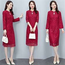 2023高端大气新款婚庆中长喜婆婆大码改良旗袍连衣裙，女装汉服/婚纱/旗袍/礼服，媚琳依坊