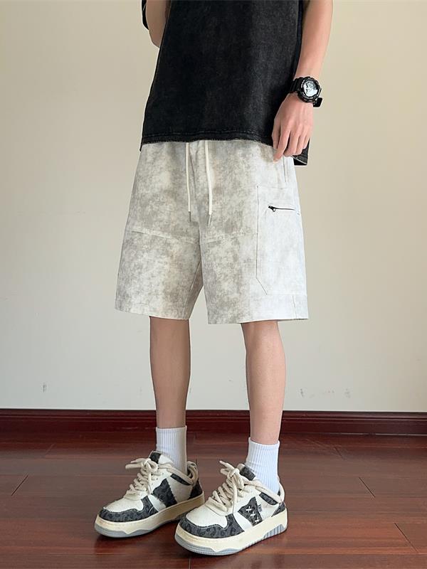 2025扎染美式复古工装短裤DK41M-5XLP35控58,男装牛仔裤,电商B325