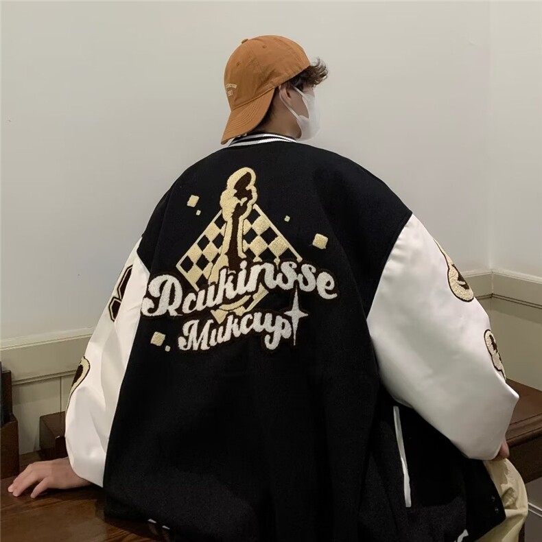 复古vintage棒球服男春秋炸街宽松bf百搭情侣夹克ins外套6252-p68,男装夹克,星座1008