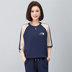 时尚拼色刺绣卫衣秋季新款宽松显瘦长袖上衣，女装卫衣/绒衫，依恋蒂丝