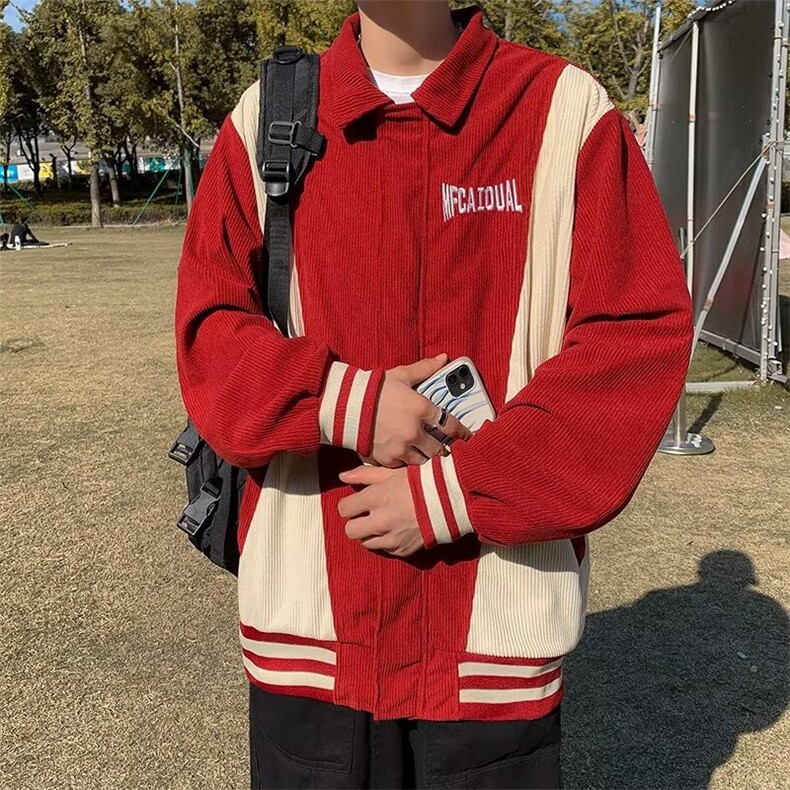 美式复古外套男春秋款设计感小众拼接潮流百搭棒球服夹克男JKT50,男装夹克,星座1116A-1（原606A）