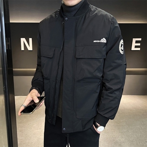 标80白鸭绒男棒球领刺绣工装羽绒服棒球服A329-YR3072-P215,白衣服怎么搭配内衣图片